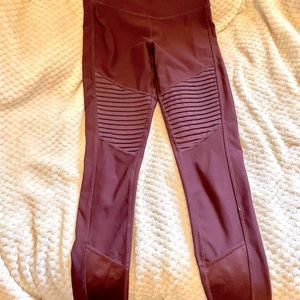 Maroon moto leggings